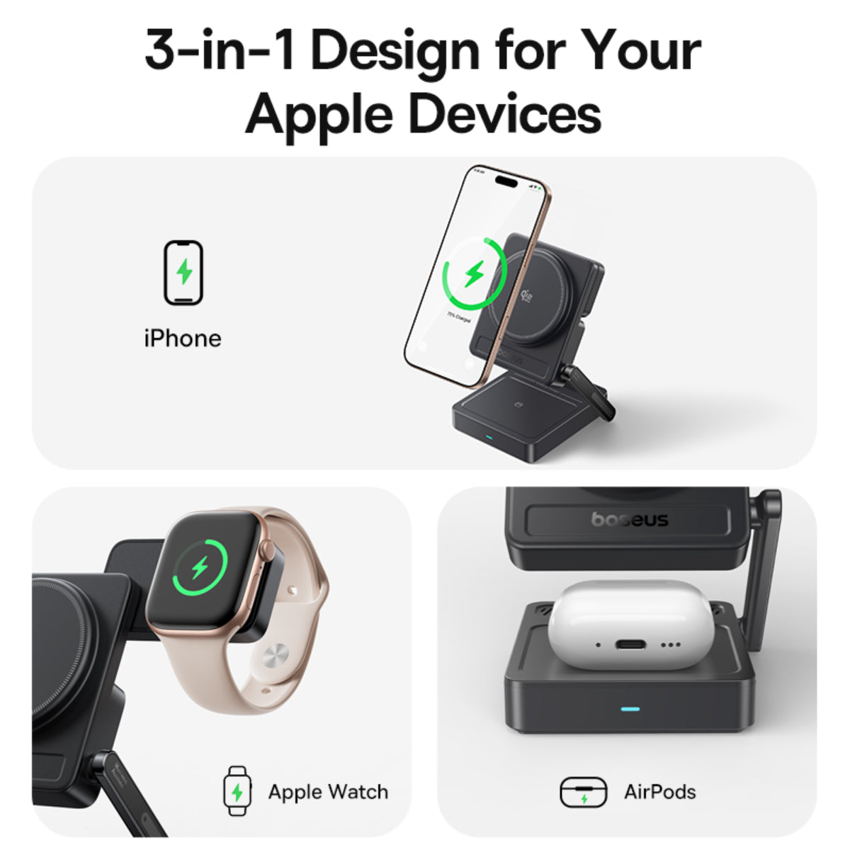 Baseus PicoGo AF21 3-in-1 Qi2.2 Wireless Charger