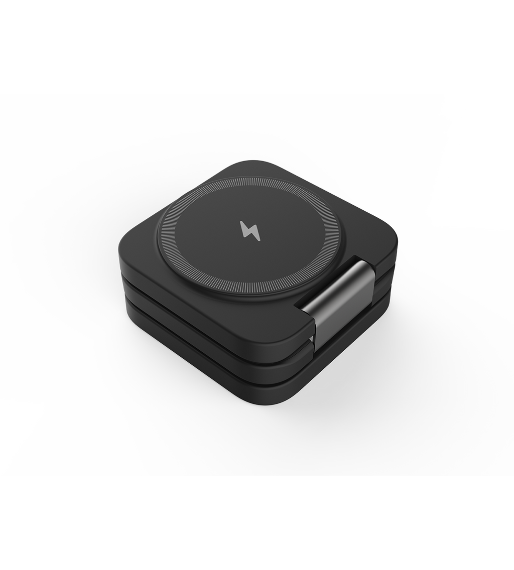KUXIU X55 3-In-1 Foldable Magnetic Wireless Charging Station - Black