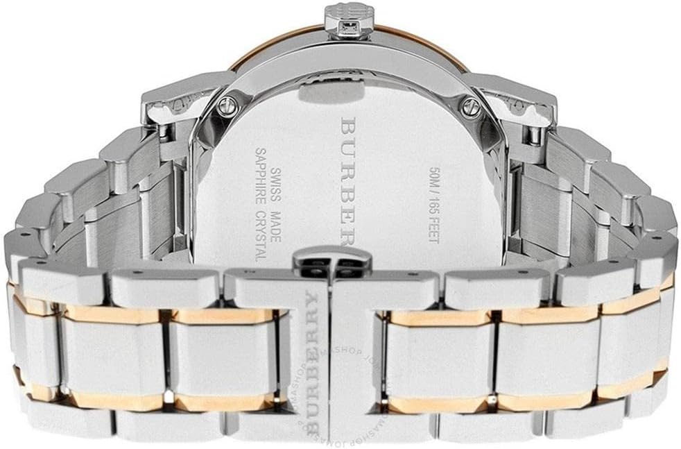 Burberry Ladies Watch Diamond Check Stamped 34mm Two Tone Rose Gold