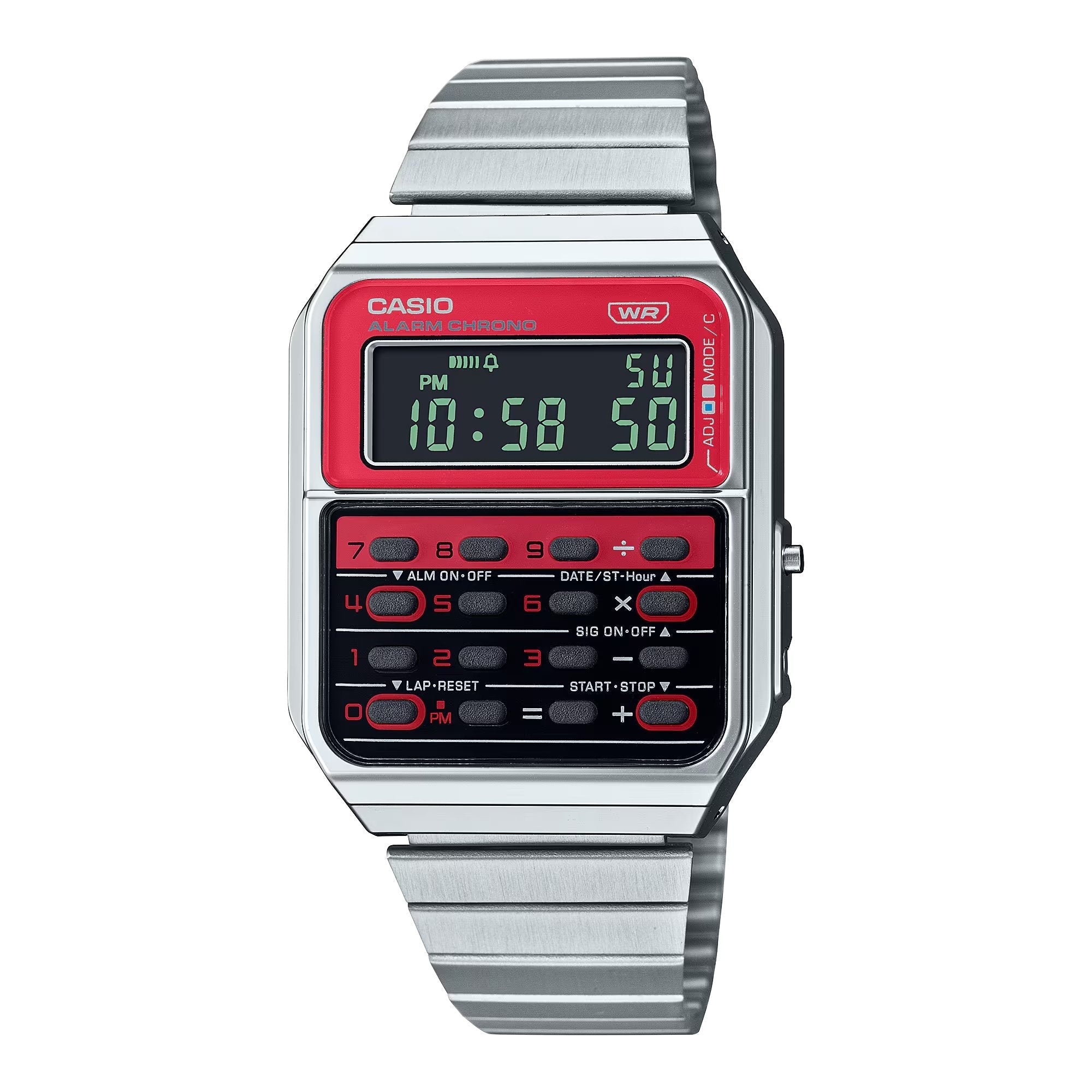 Casio Vintage Unisex Red Silver Watch