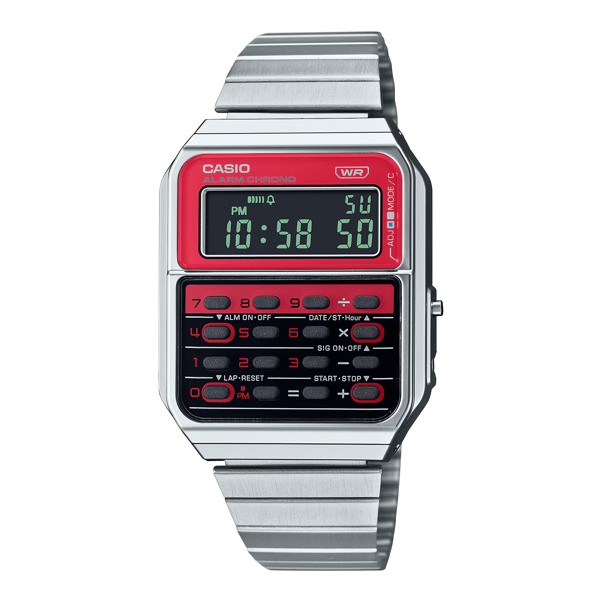 Casio Unisex Digital Watch 43mm Vintage Calculator Red