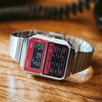 Casio Unisex Digital Watch 43mm Vintage Calculator Red