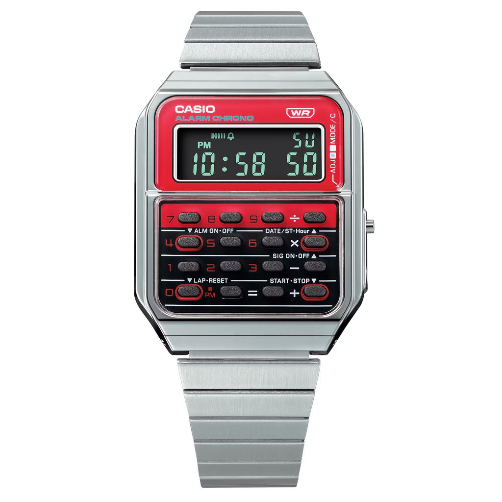 Casio Vintage Unisex Red Silver Watch