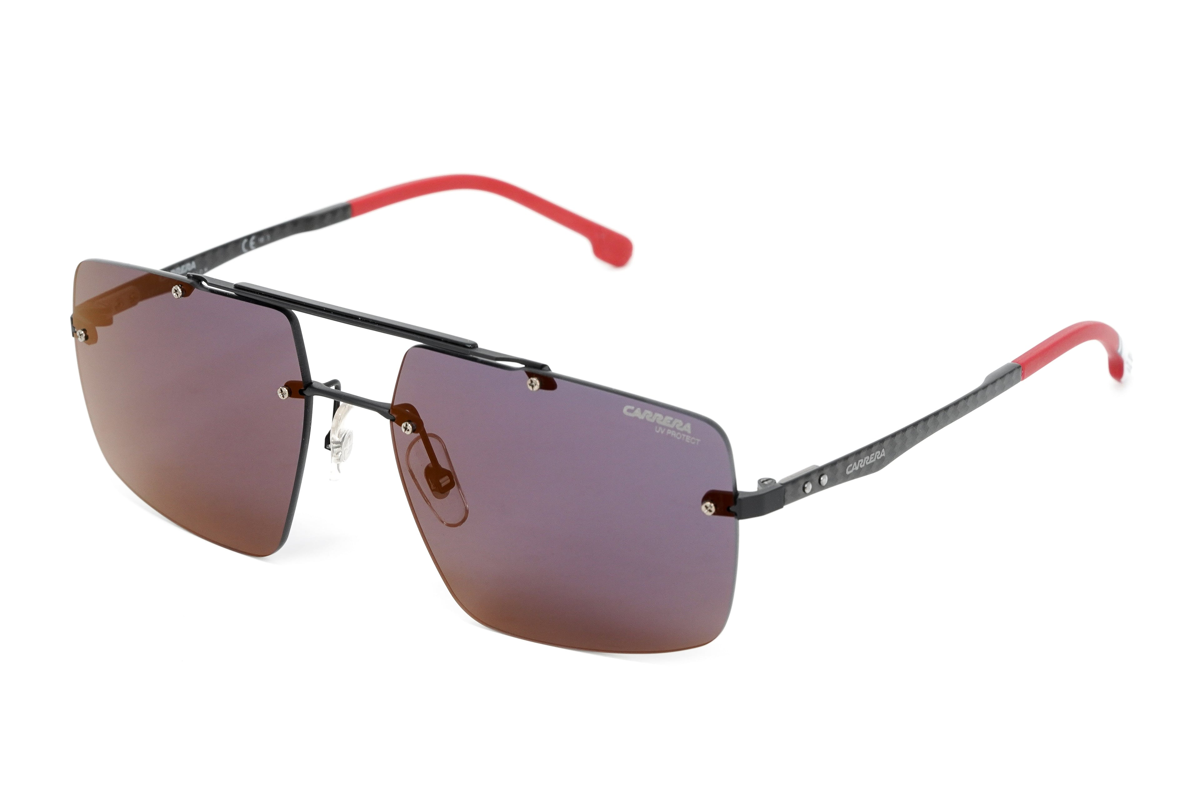 Carrera Men's Sunglasses Rimless Browline Red Mirror
