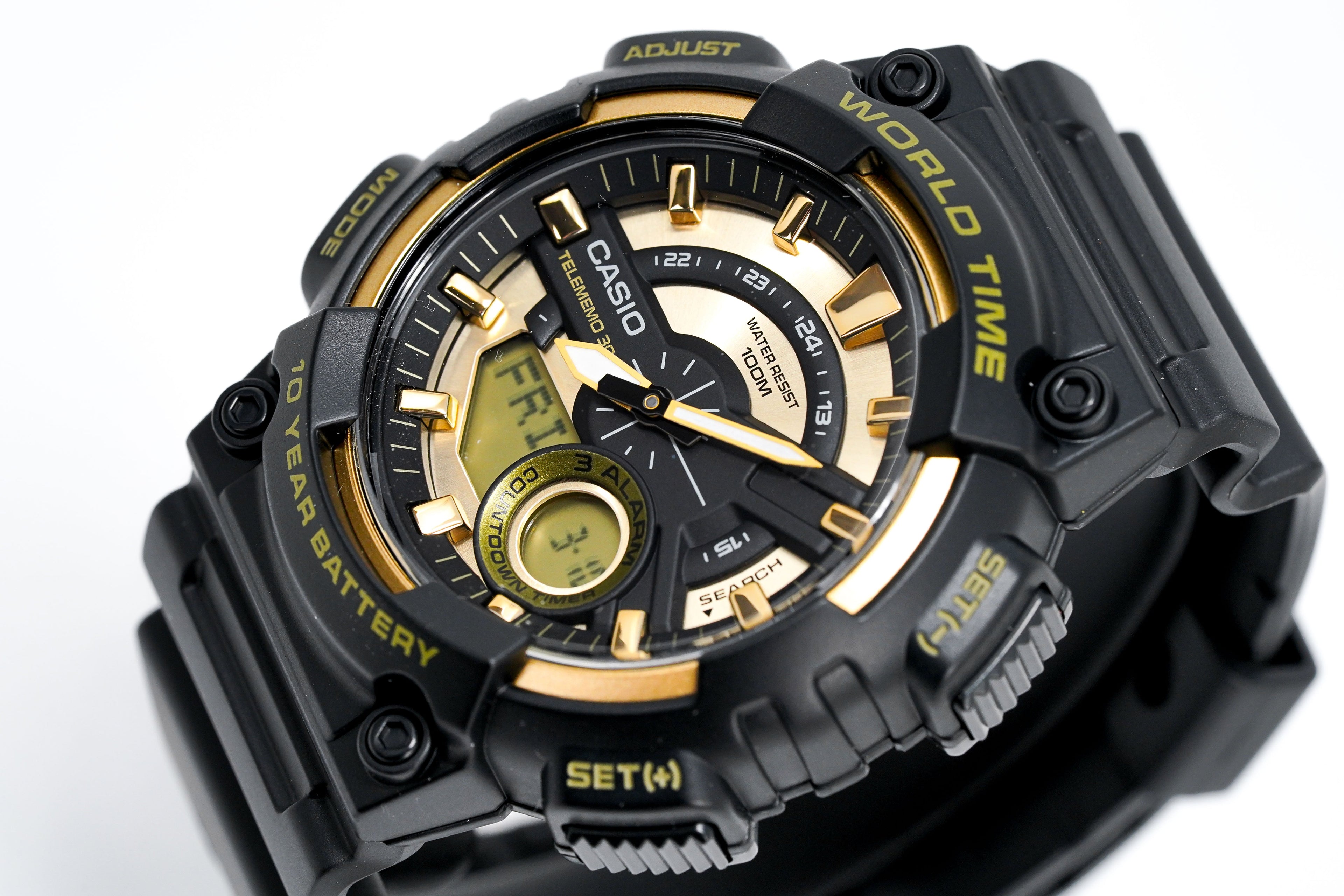 Casio Men's Watch World Time Telememo Gold/Black