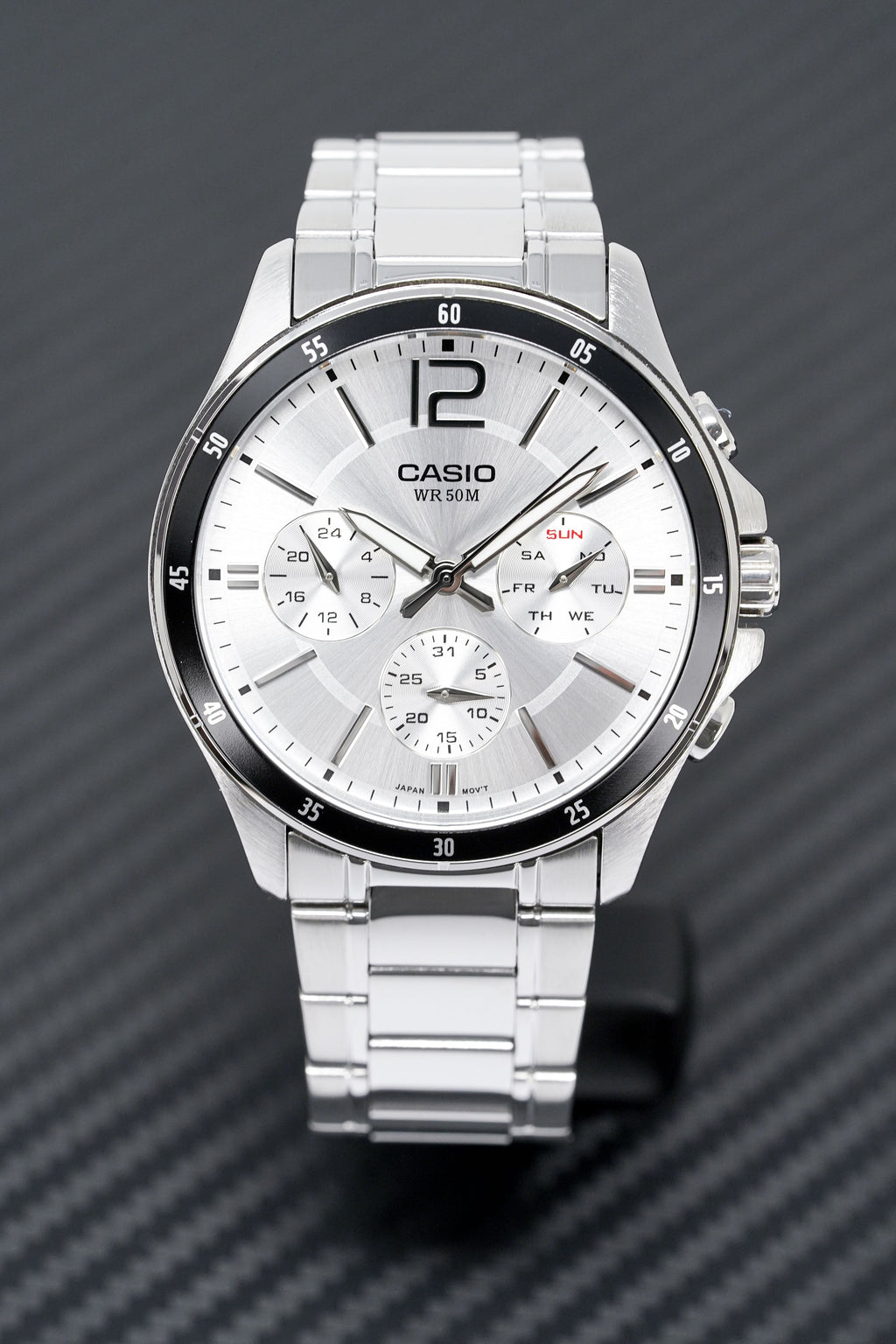 Casio Chronograph 47mm Silver Men's Stainless Steel Watch