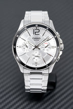 Casio Chronograph 47mm Silver Men's Stainless Steel Watch