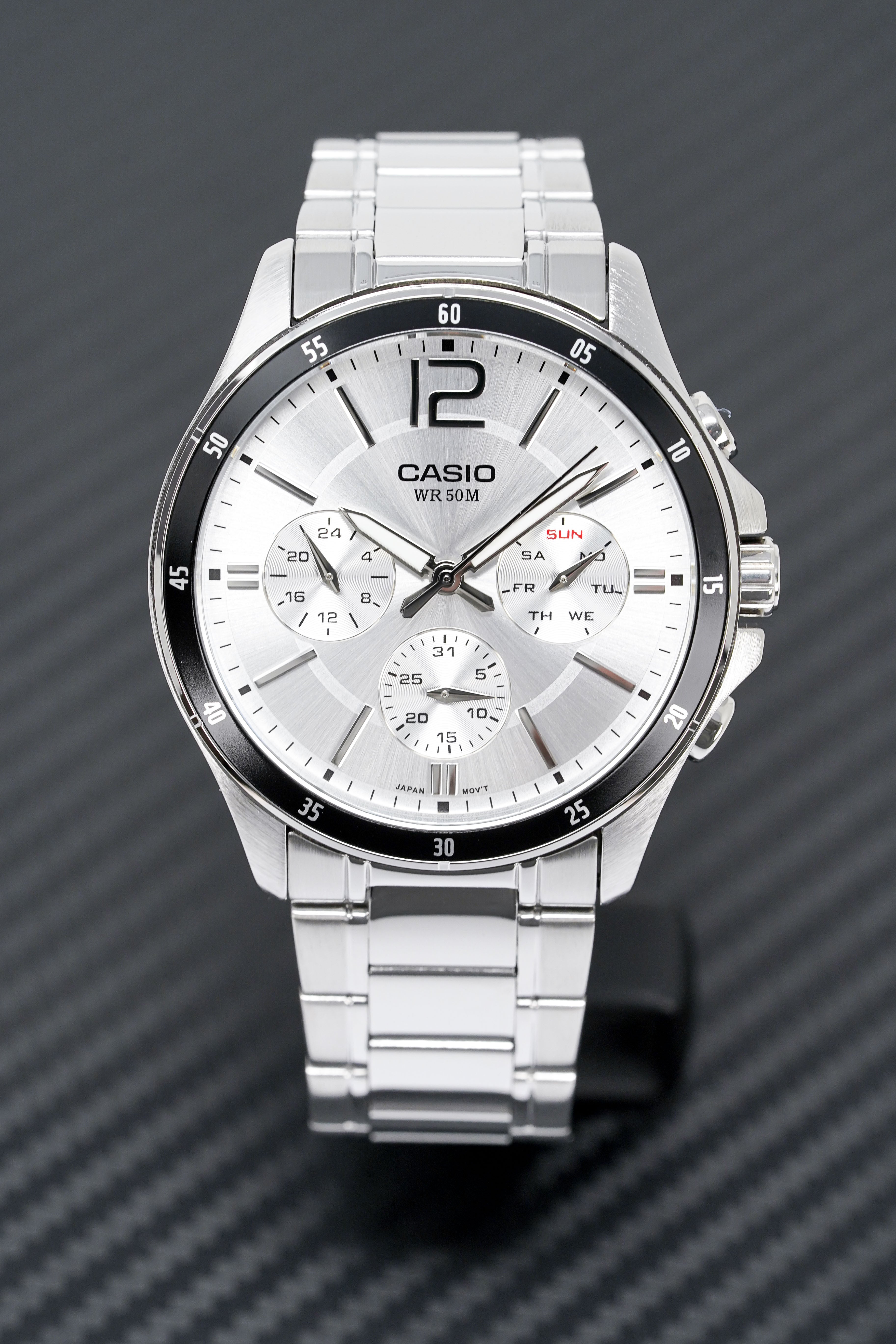 Casio Chronograph 47mm Silver Men's Stainless Steel Watch
