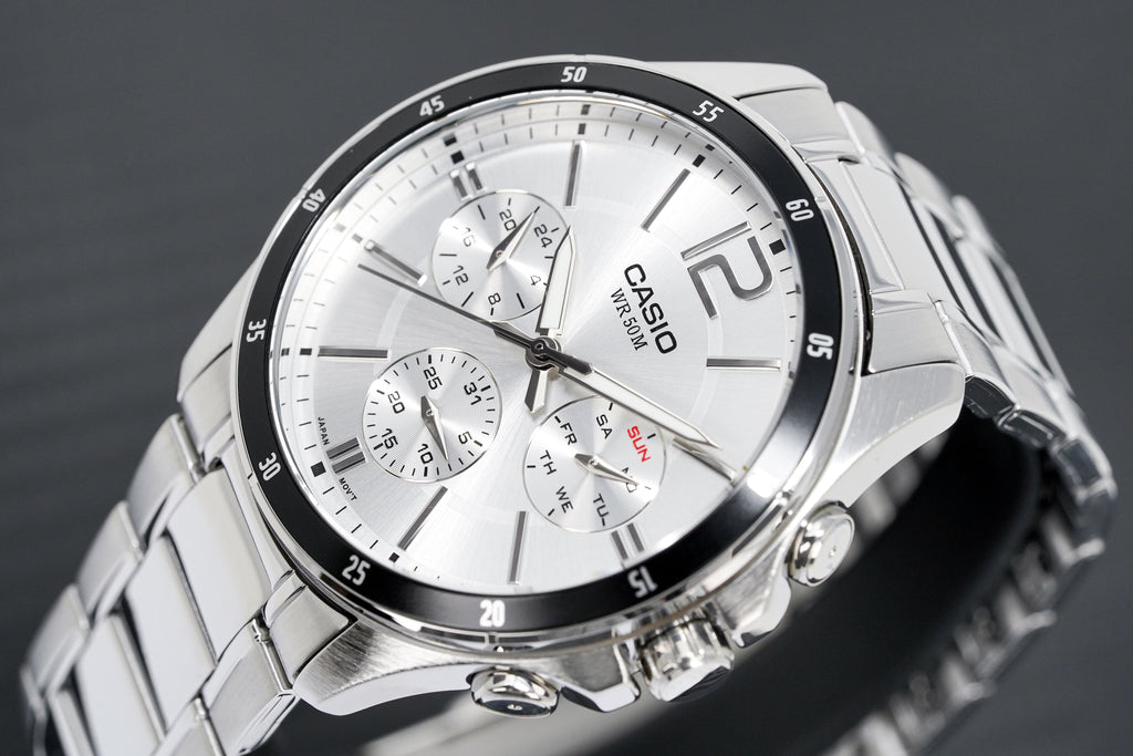 Casio Chronograph 47mm Silver Men's Stainless Steel Watch
