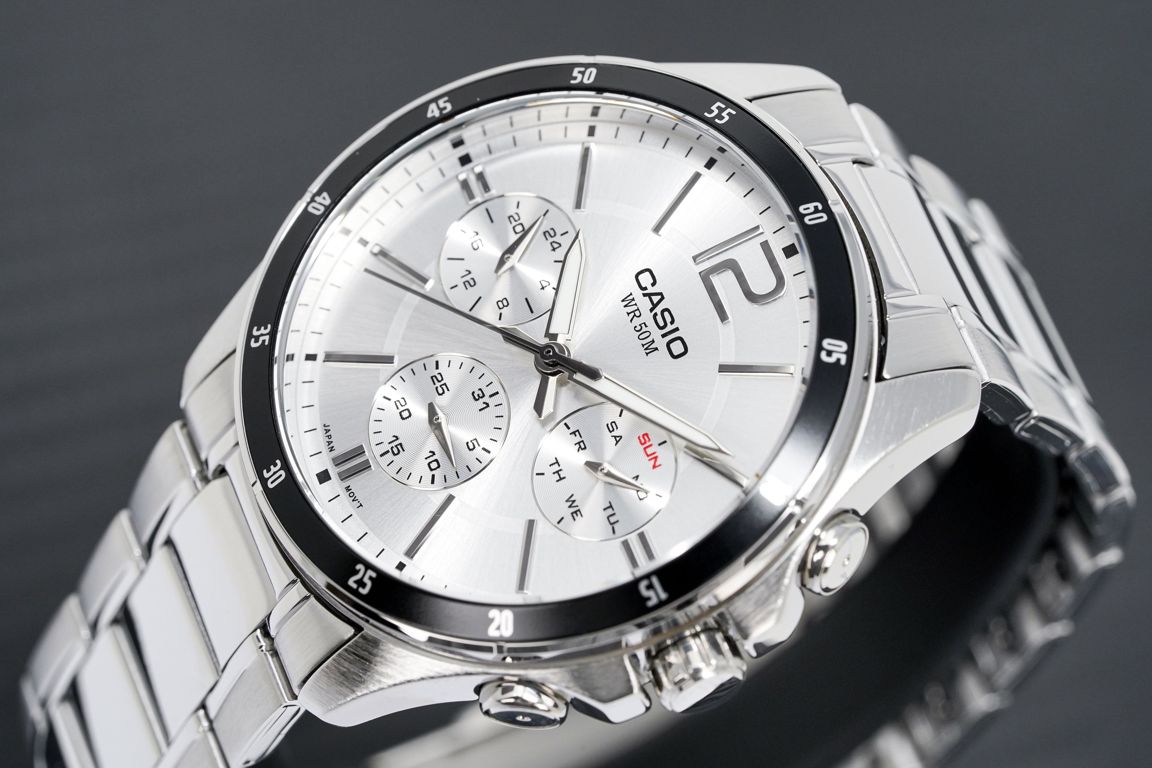Casio Chronograph 47mm Silver Men's Stainless Steel Watch