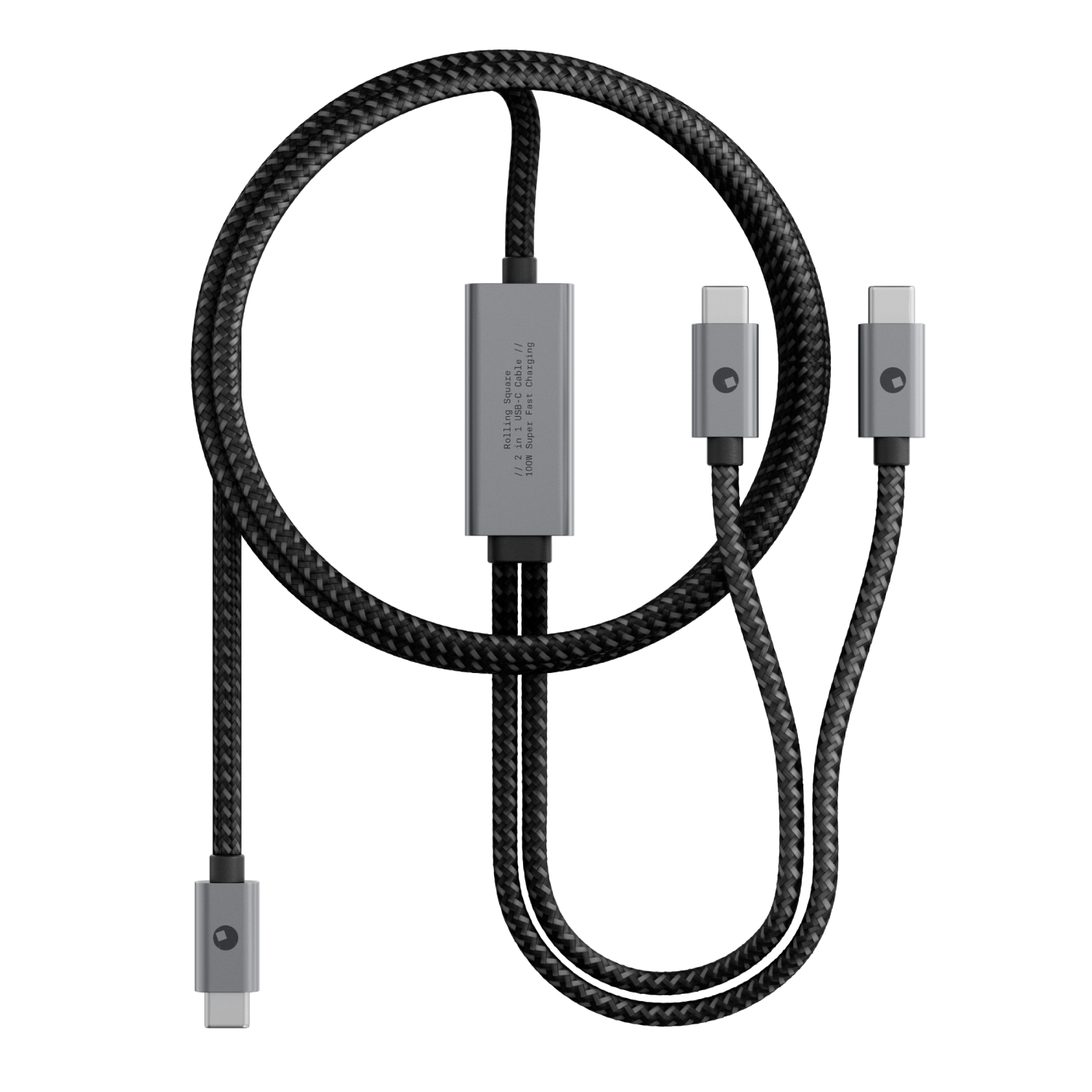 Essential 2in1 Cable - Dual USB-C Charge, 100W Power