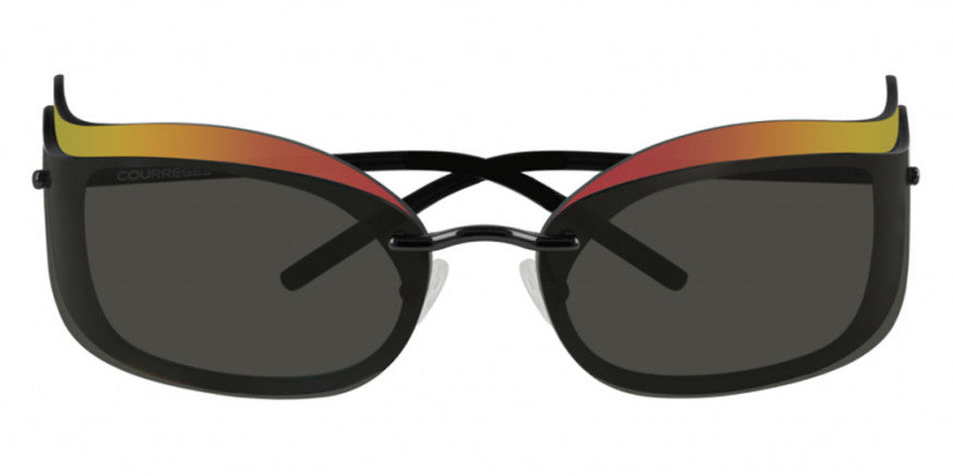 Courrèges Women's Sunglasses Cat Eye Wraparound Black and Flame