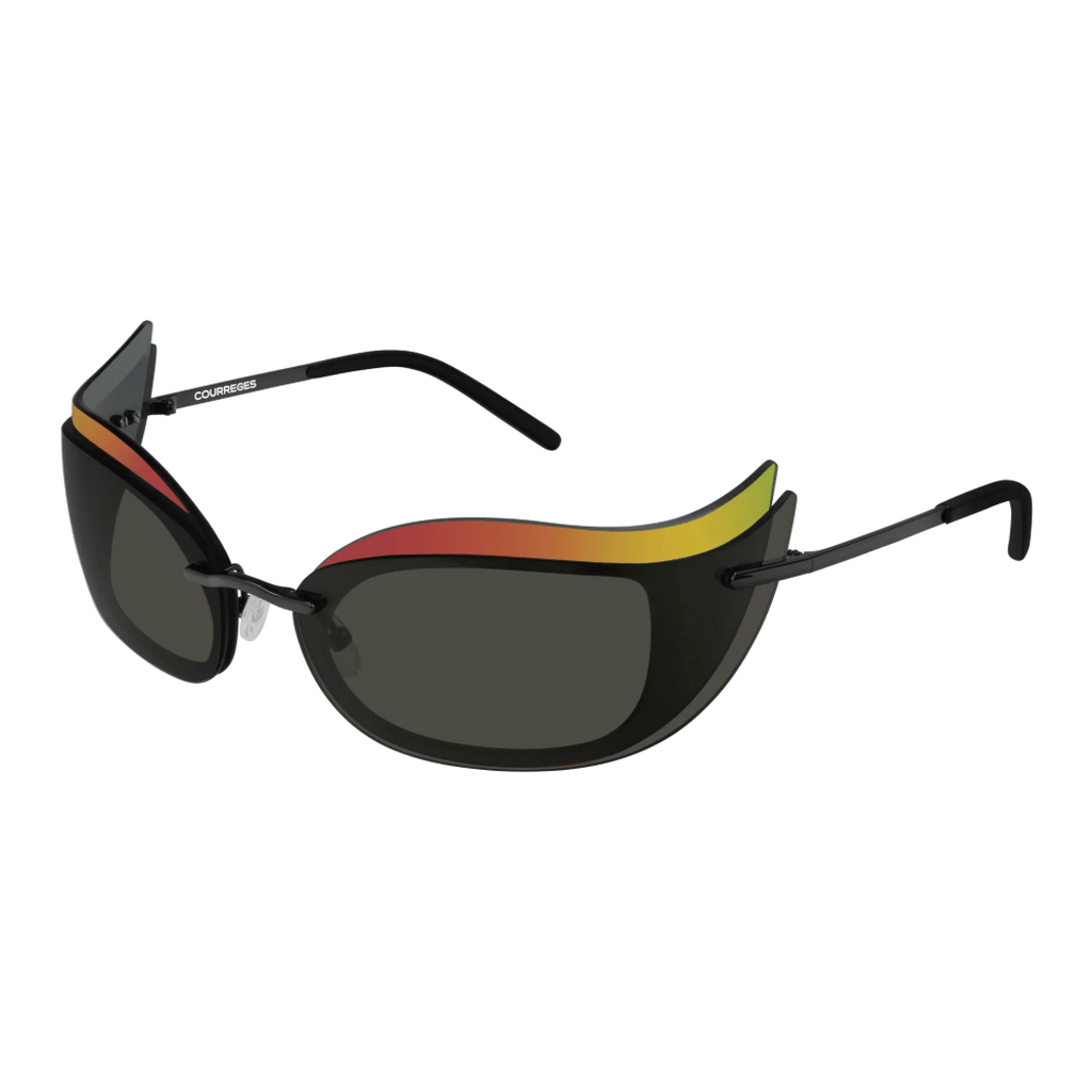 Courrèges Women's Sunglasses Cat Eye Wraparound Black and Flame