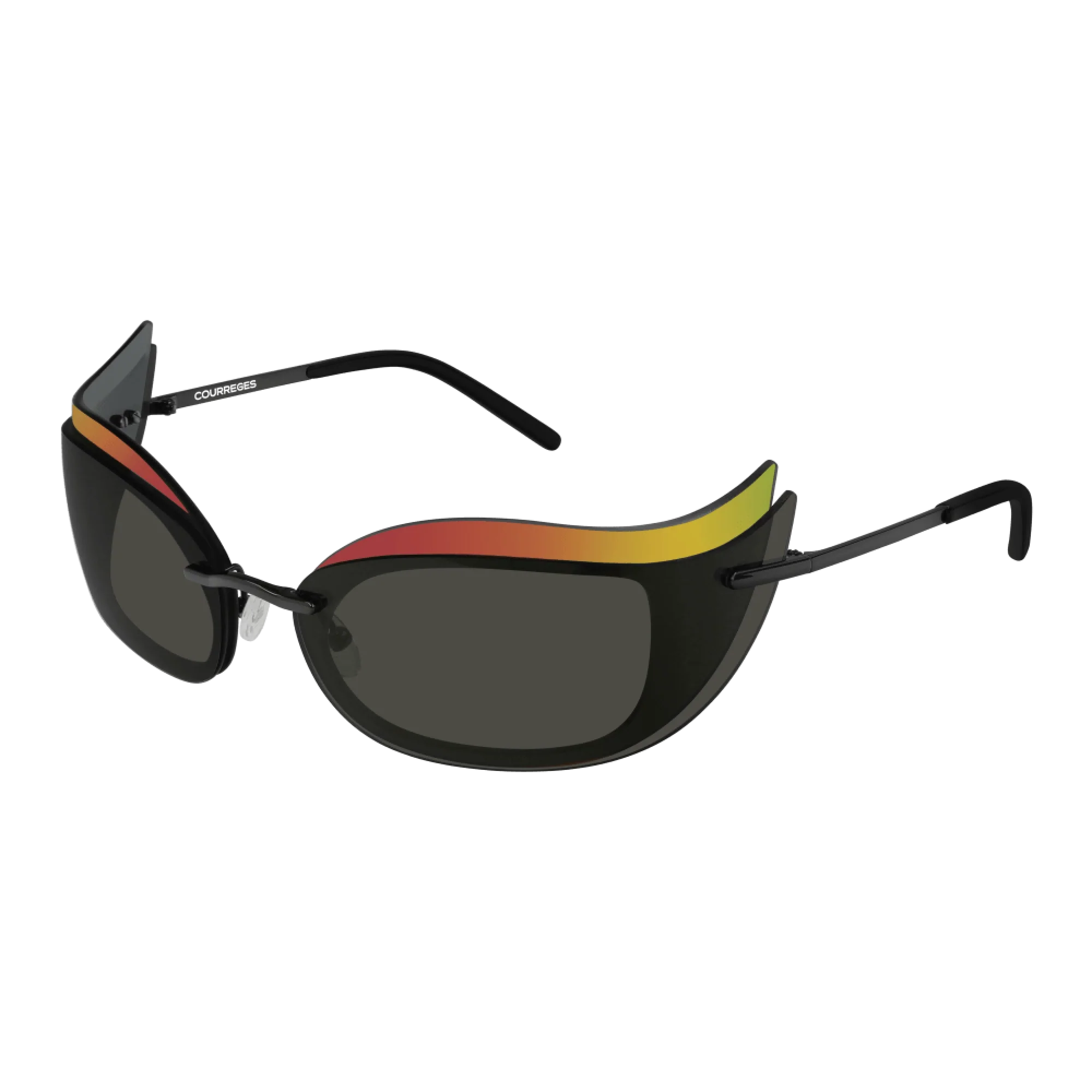 Courrèges Women's Sunglasses Cat Eye Wraparound Black and Flame