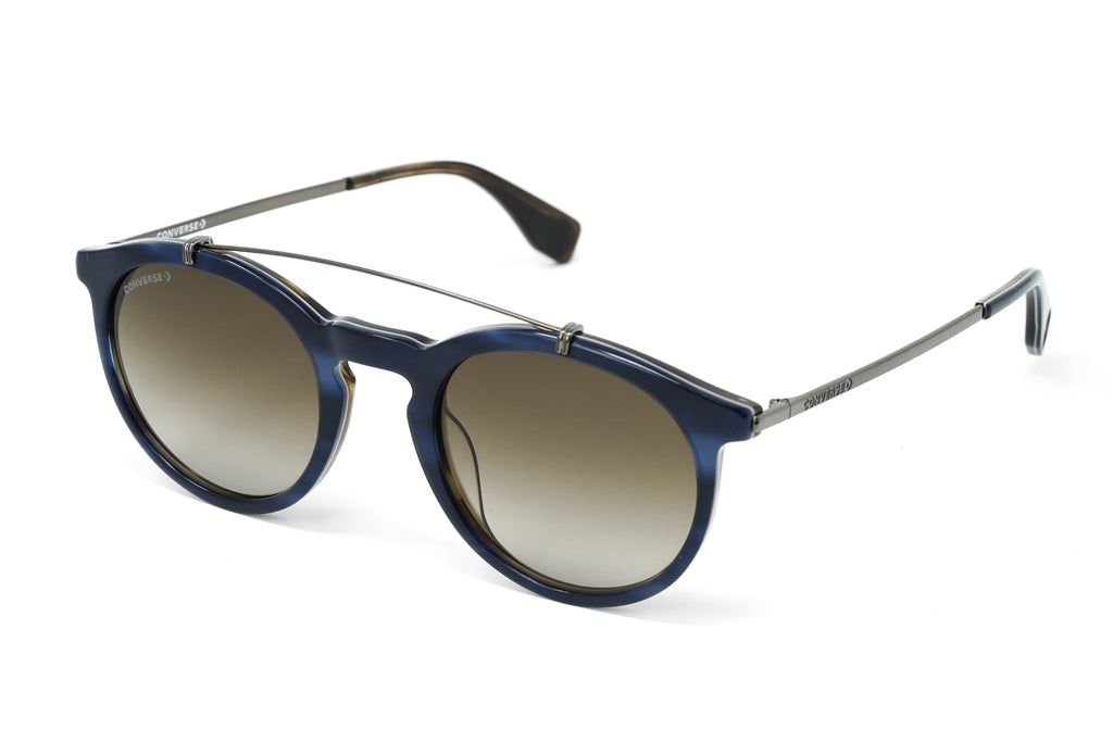 Converse Unisex Sunglasses Round Flat Top Navy and Brown