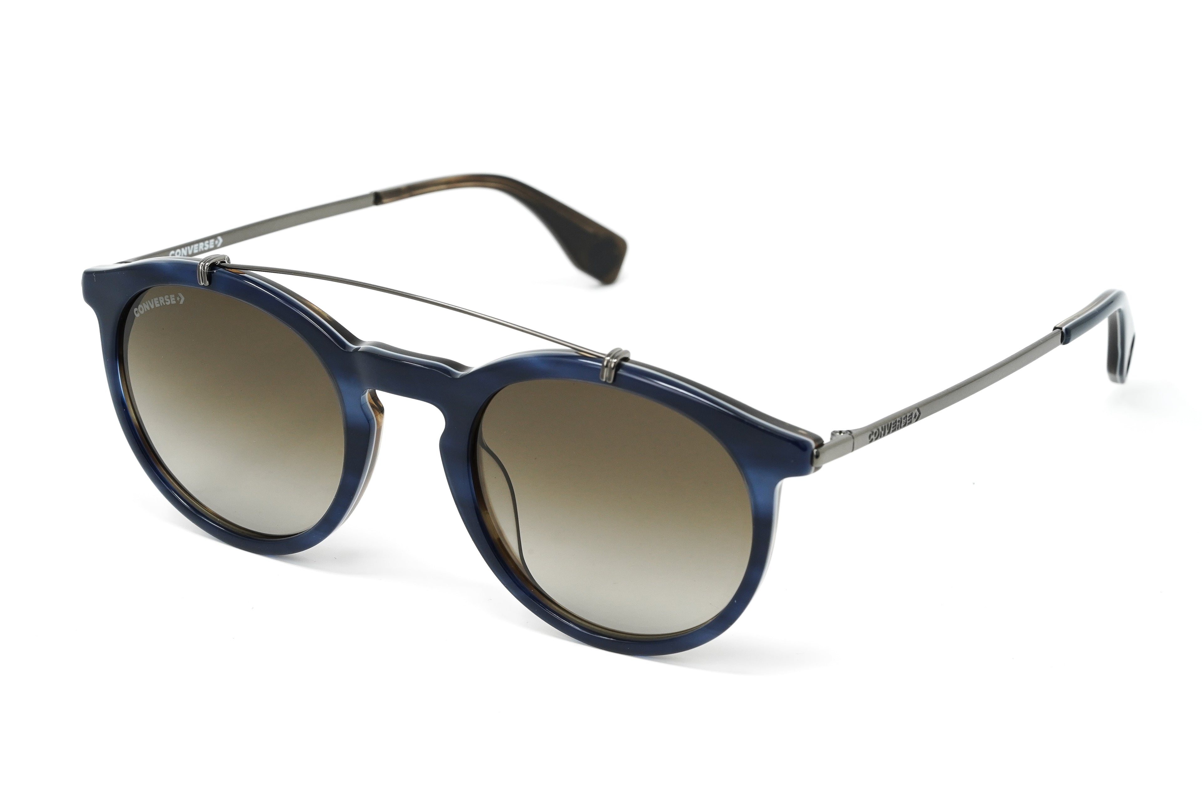 Converse Unisex Sunglasses Round Flat Top Navy and Brown