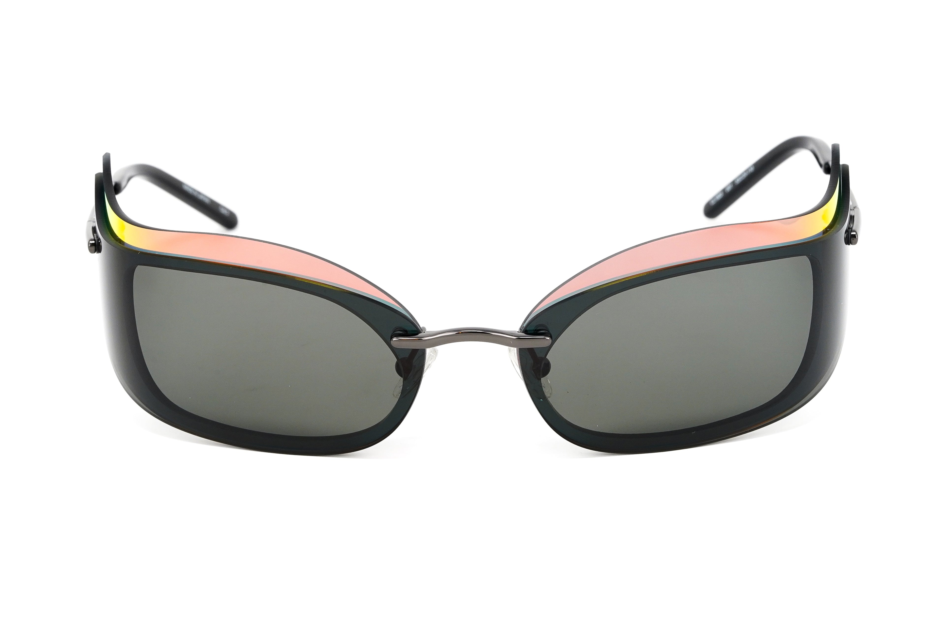 Courrèges Women's Sunglasses Cat Eye Wraparound Black and Flame