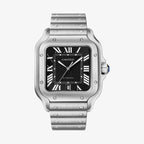 Santos De Cartier Large Model | 39mm, Stainless Steel, Black Dial