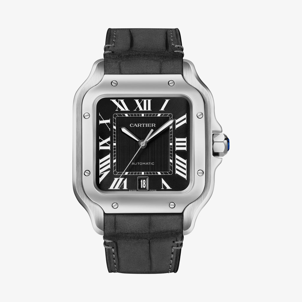 Santos De Cartier Large Model | 39mm, Stainless Steel, Black Dial