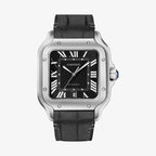 Santos De Cartier Large Model | 39mm, Stainless Steel, Black Dial