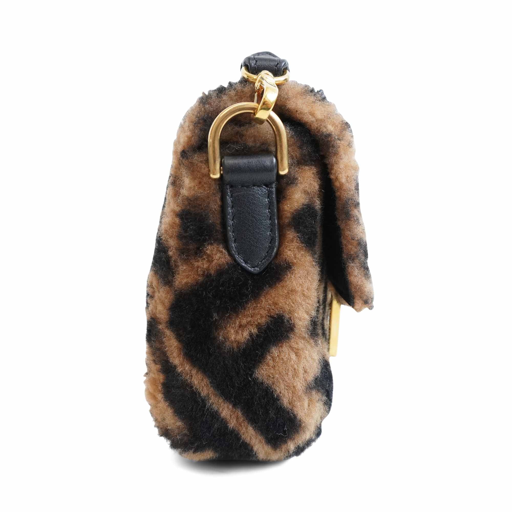 Fendi 'Zucca Shearling Mini Baguette' Bag