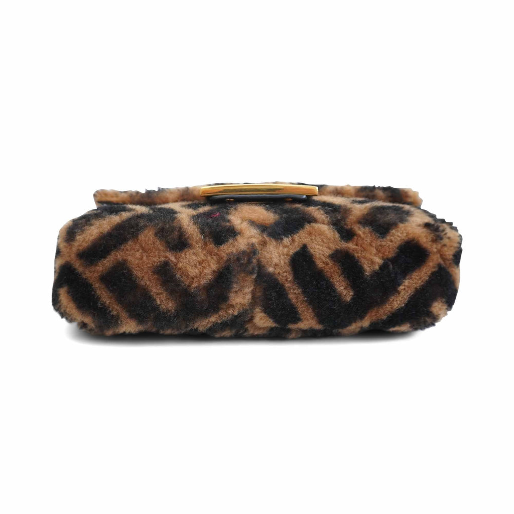 Fendi 'Zucca Shearling Mini Baguette' Bag