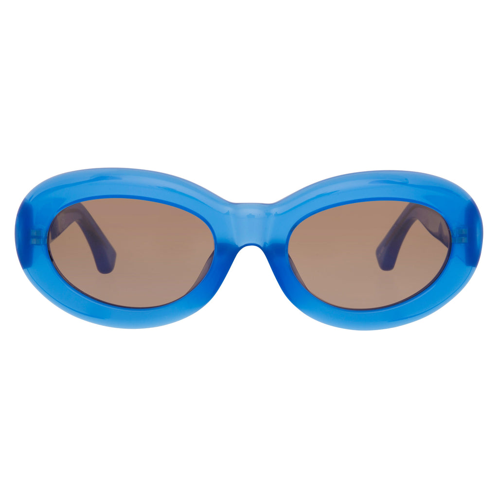 Dries Van Noten Ladies Oval Brown Sunglasses