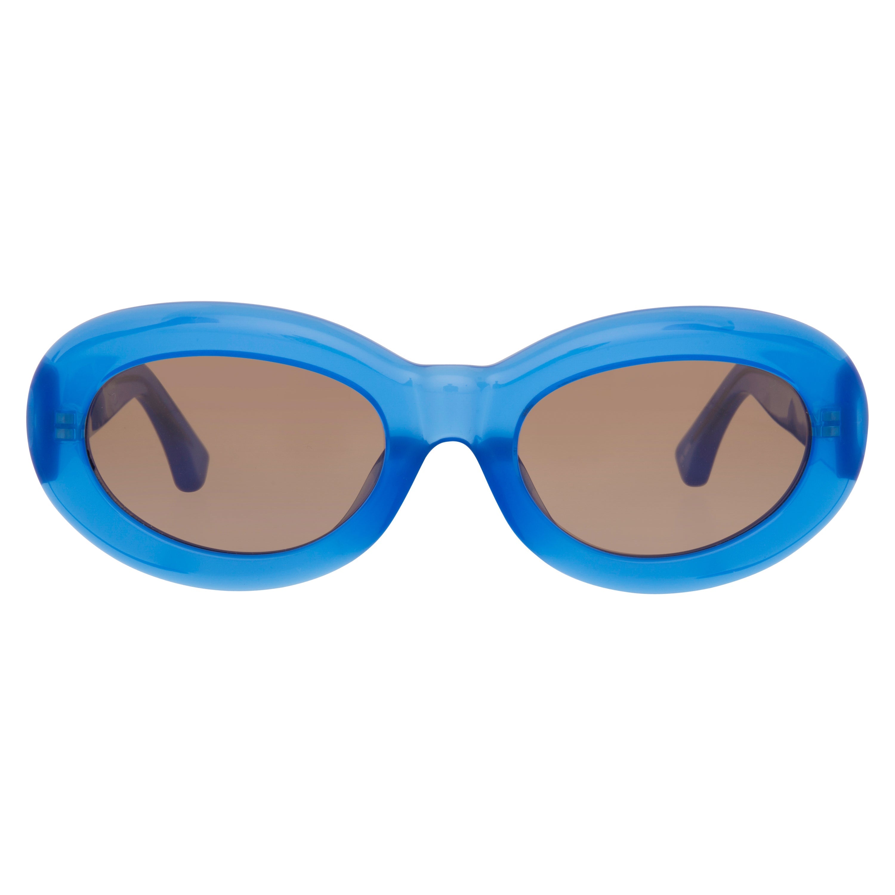 Dries Van Noten Ladies Oval Brown Sunglasses