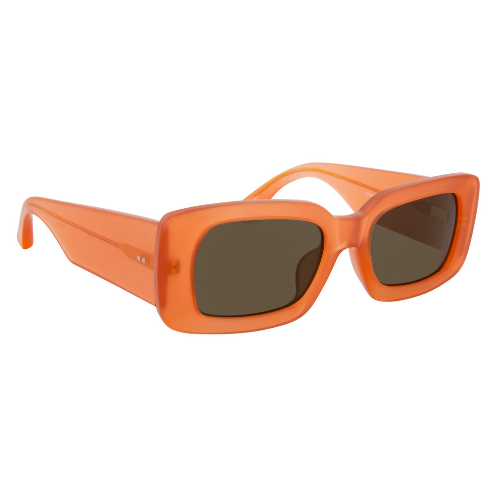 Dries Van Noten Ladies Rectangular Brown Sunglasses