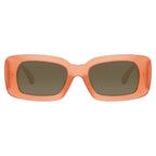 Dries Van Noten Ladies Rectangular Brown Sunglasses