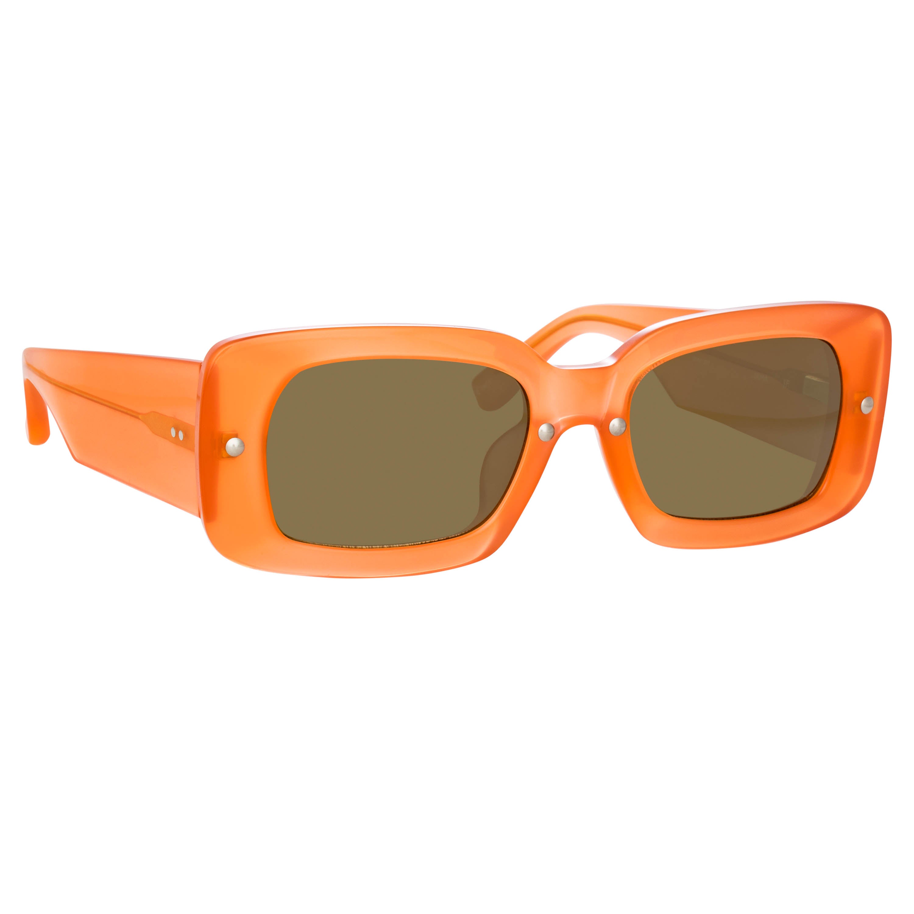 Dries Van Noten Ladies Rectangular Brown Sunglasses