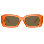 Dries Van Noten Ladies Rectangular Brown Sunglasses