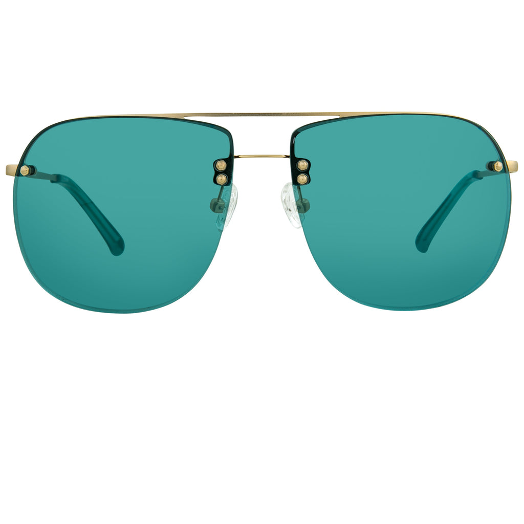 Dries Van Noten Ladies Aviator Blue Sunglasses