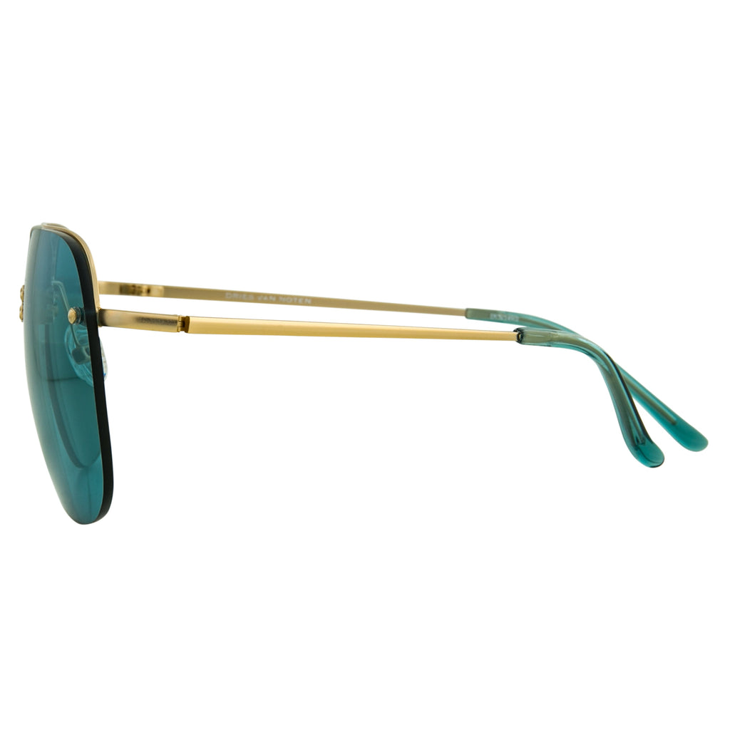 Dries Van Noten Ladies Aviator Blue Sunglasses