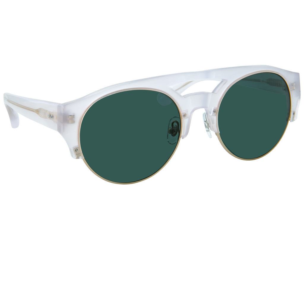 Dries Van Noten Ladies Oval Green Sunglasses