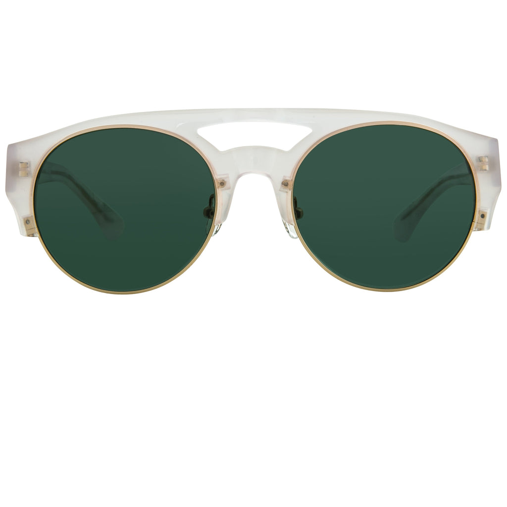 Dries Van Noten Ladies Oval Green Sunglasses