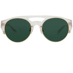 Dries Van Noten Ladies Oval Green Sunglasses