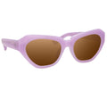 Dries Van Noten Ladies Cat Eye Brown Sunglasses