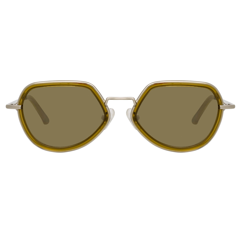 Dries Van Noten Men's Angular Khaki Sunglasses