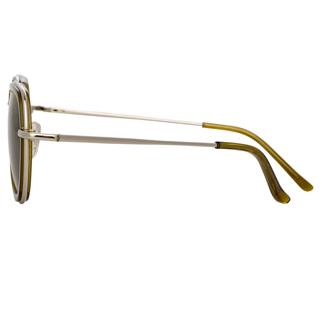 Dries Van Noten Men's Angular Khaki Sunglasses