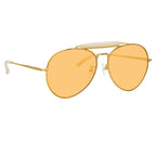 Dries Van Noten Ladies Aviator Orange Sunglasses