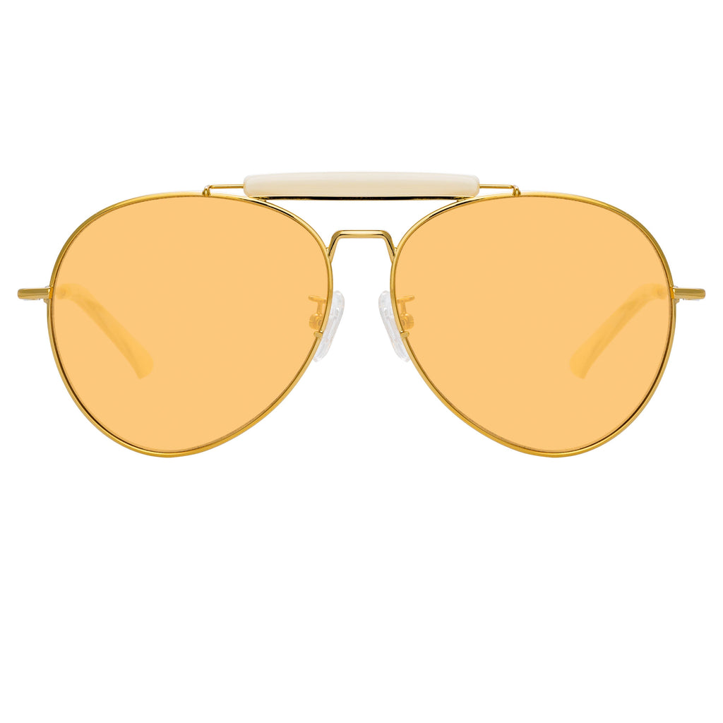 Dries Van Noten Ladies Aviator Orange Sunglasses