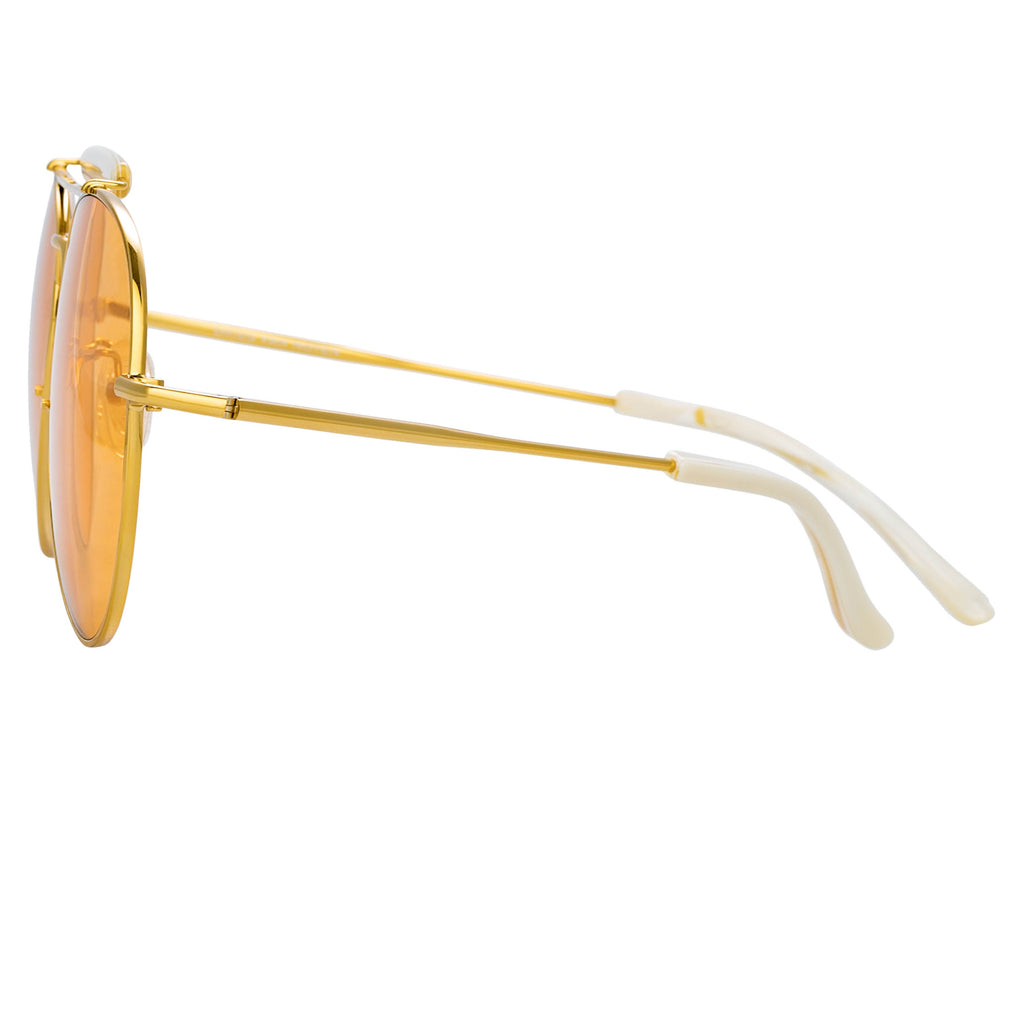 Dries Van Noten Ladies Aviator Orange Sunglasses