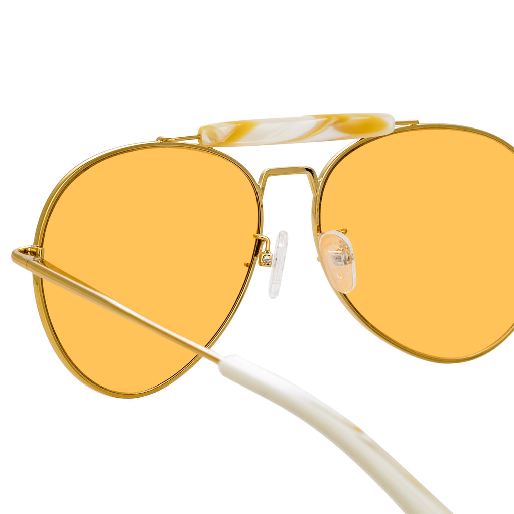 Dries Van Noten Ladies Aviator Orange Sunglasses