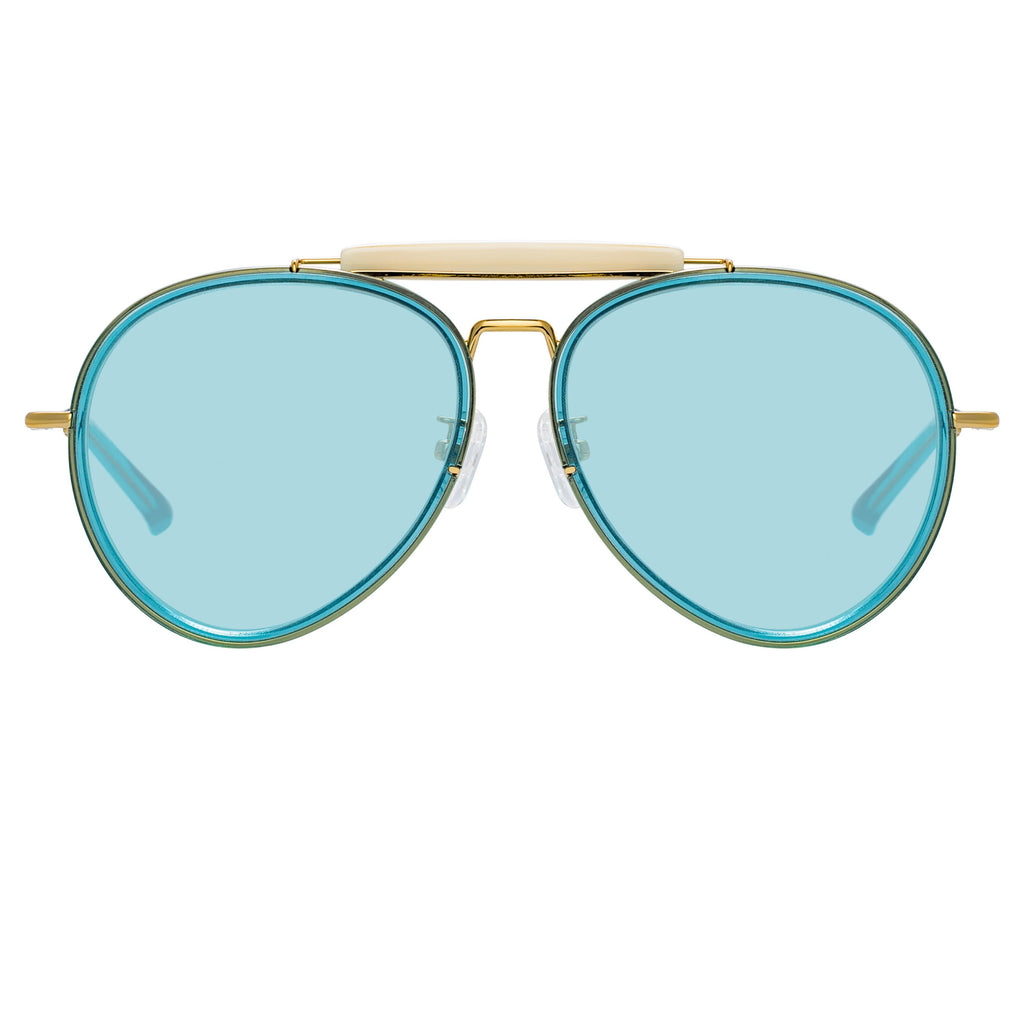 Dries Van Noten Ladies Aviator Blue Sunglasses