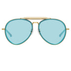 Dries Van Noten Ladies Aviator Blue Sunglasses