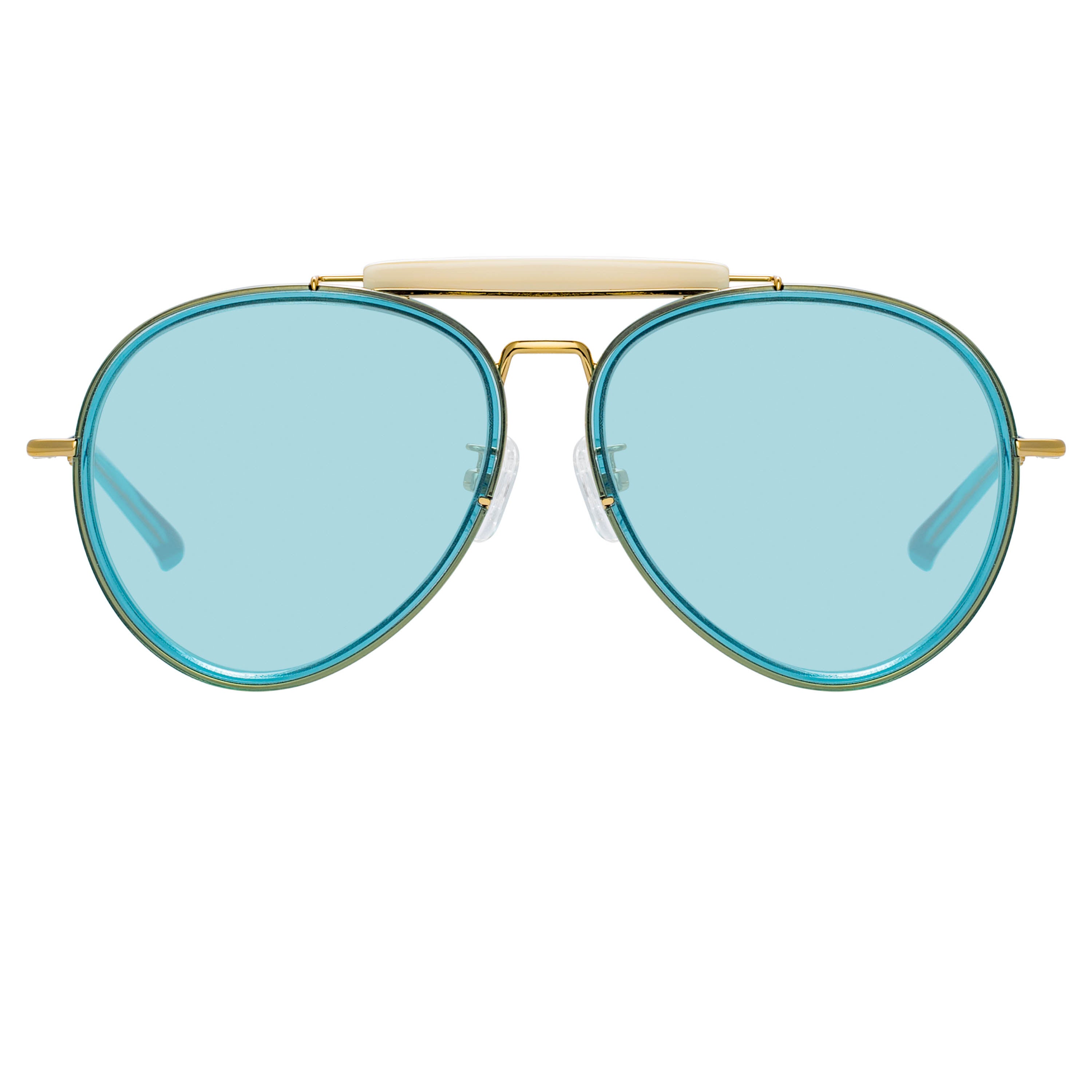 Dries Van Noten Ladies Aviator Blue Sunglasses