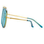 Dries Van Noten Ladies Aviator Blue Sunglasses