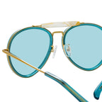 Dries Van Noten Ladies Aviator Blue Sunglasses