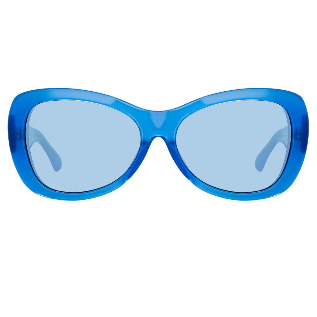 Dries Van Noten Ladies Oversized Blue Sunglasses